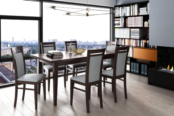 ZESTAW STÓŁ rozkładany 140-180 cm +6 KRZESEŁ