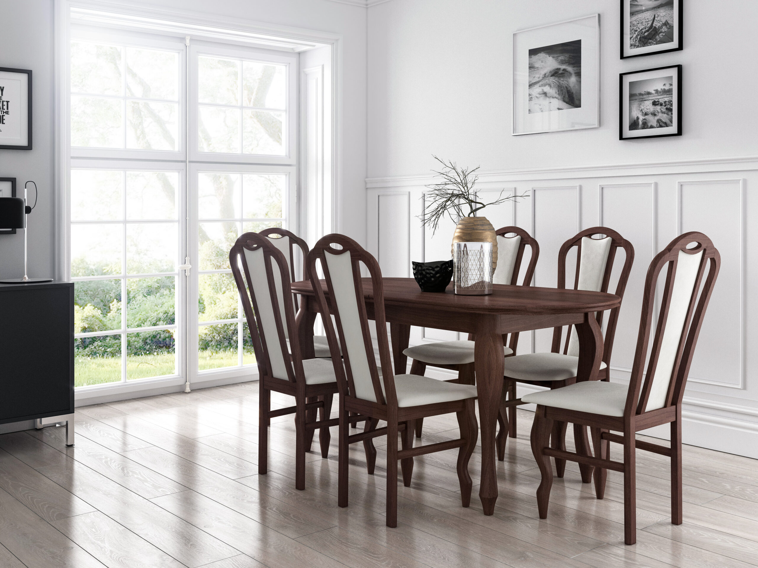 ZESTAW STÓŁ rozkładany 200-250 cm + 6 KRZESEŁ