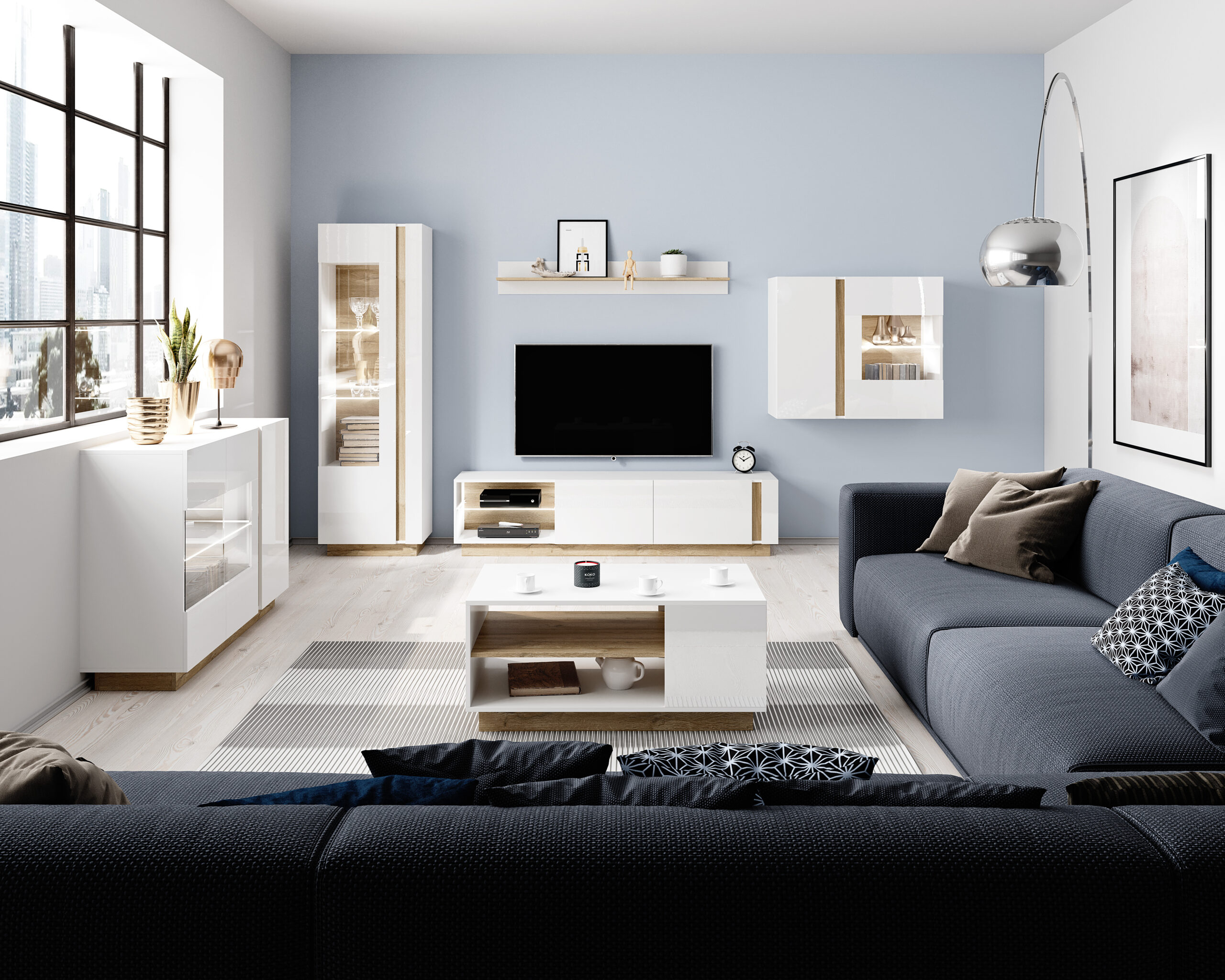 ZESTAW MEBLI ARCO biały połysk grandson