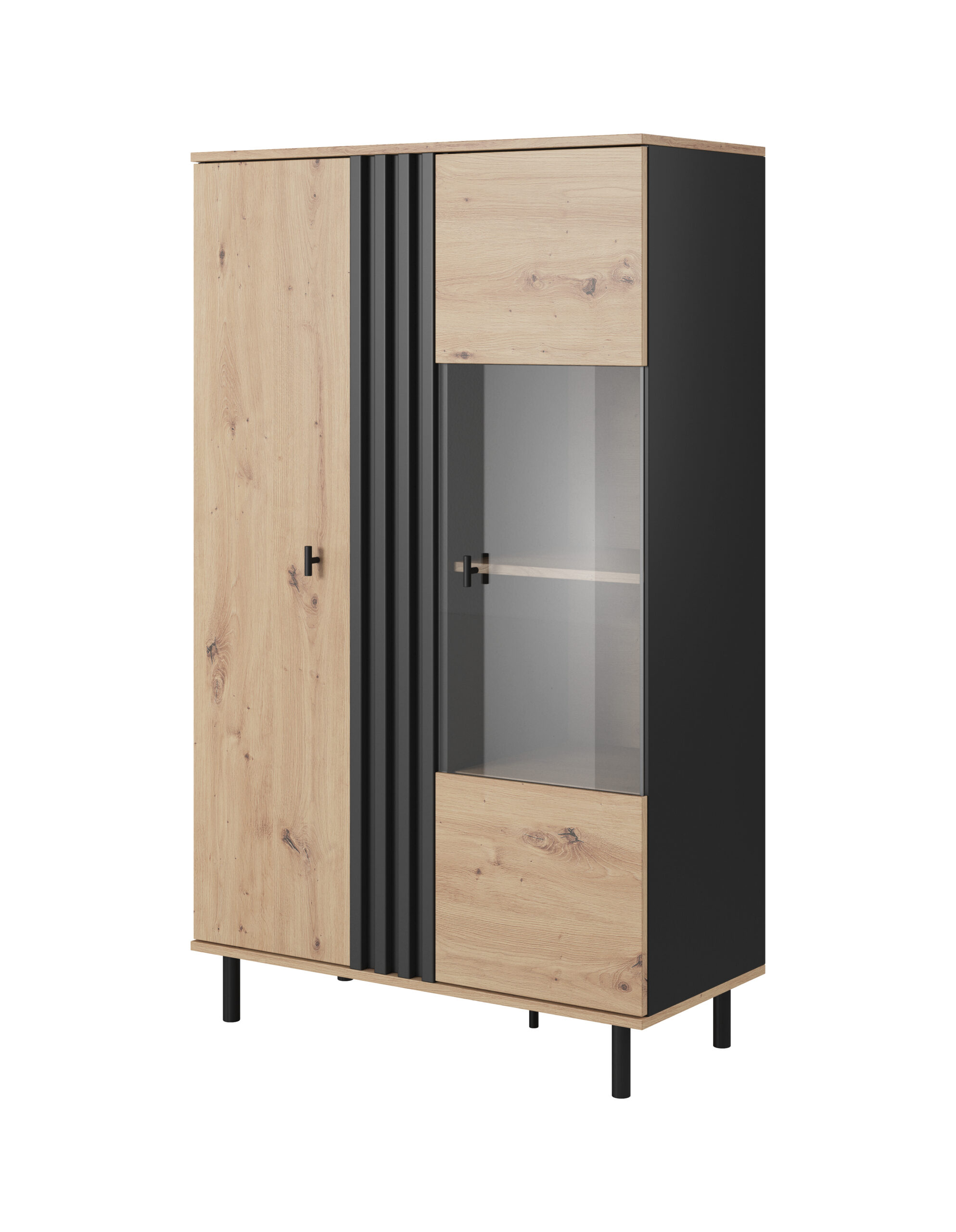 WITRYNA niska 90 cm DĄB ARTISAN / ANTRACYT + LED