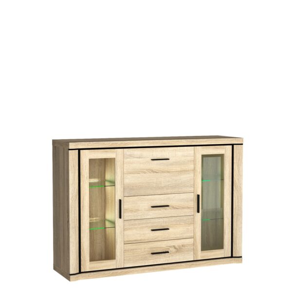 KOMODA WITRYNA z BARKIEM sonoma DALLAS D-7 + LED