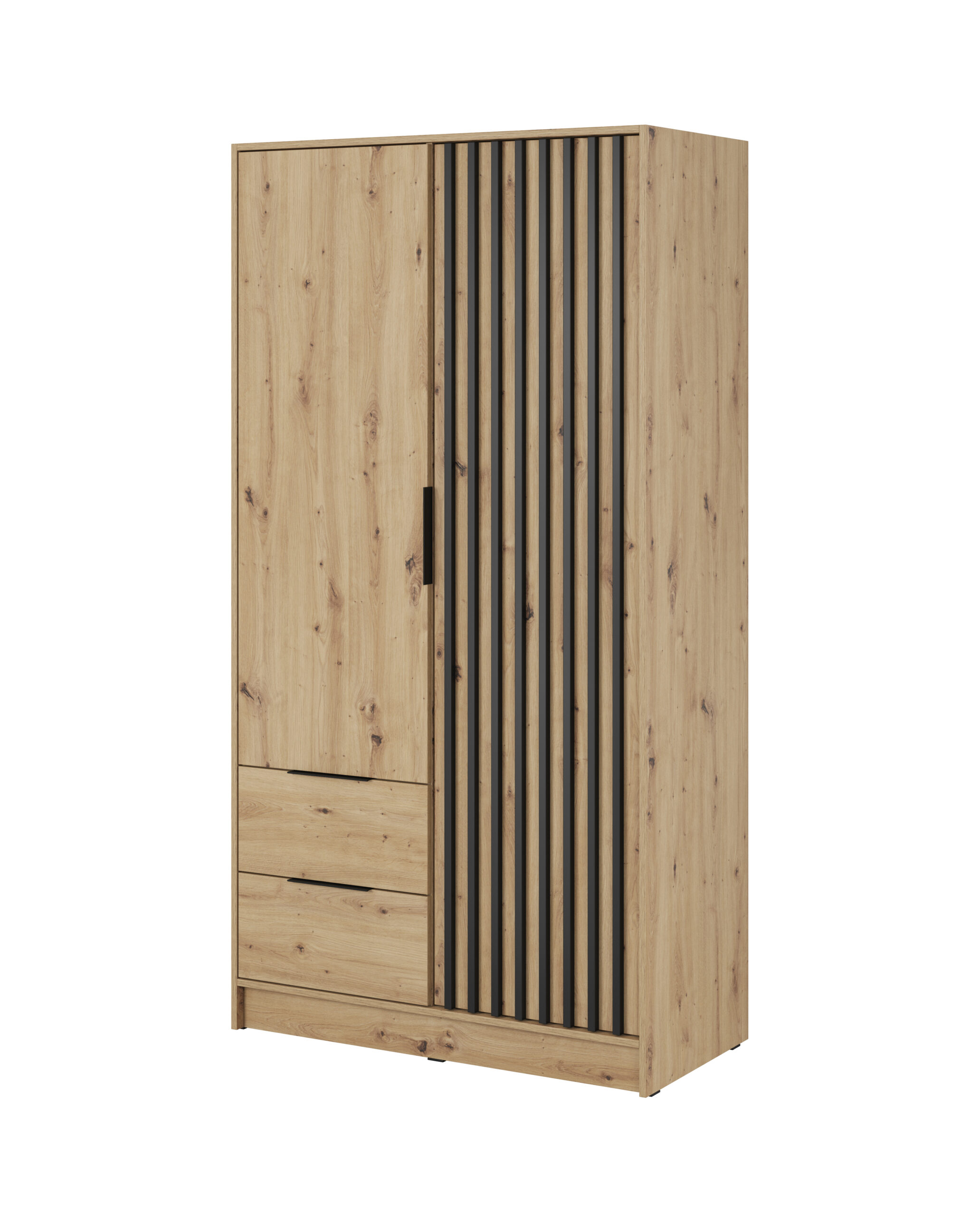 SZAFA ubraniowa 105 cm DĄB ARTISAN + CZARNE LAMELE SZAFA ubraniowa 105 cm DĄB ARTISAN + CZARNE LAMELE