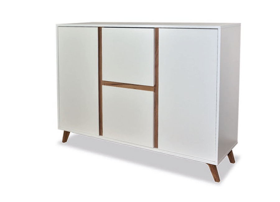 WITRYNA wąska 50 cm biały + dąb złoty na nogach