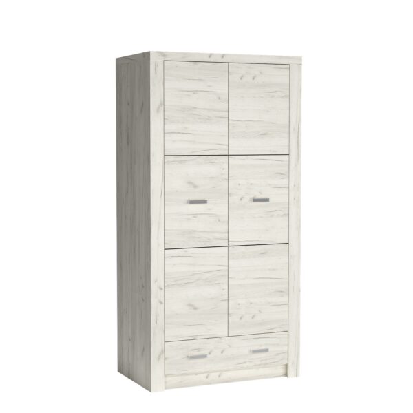 SZAFA ubraniowa dwudrzwiowa szeroka 96 cm INDIANAPOLIS I-1 KRAFT BIAŁY