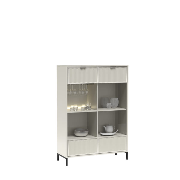 STOLIK SZAFKA LS-3 RTV-135 ryflowane fronty KASZMIR + CZARNE NOGI