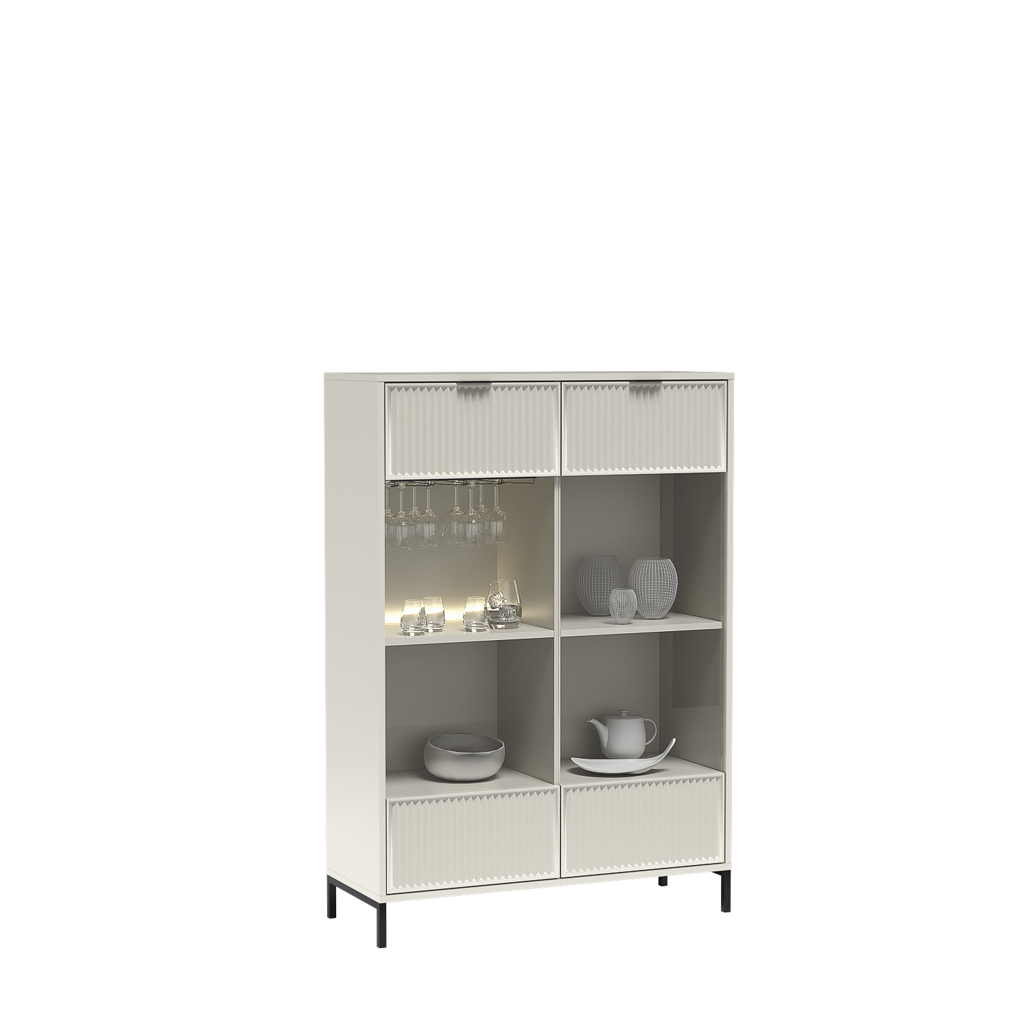 STOLIK SZAFKA LS-3 RTV-135 ryflowane fronty KASZMIR + CZARNE NOGI