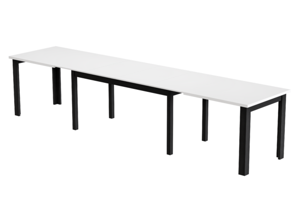 STÓŁ XL na 8 nogach 140x100 ROZKŁADANY do 380 cm BIAŁY PÓŁMAT + CZARNY