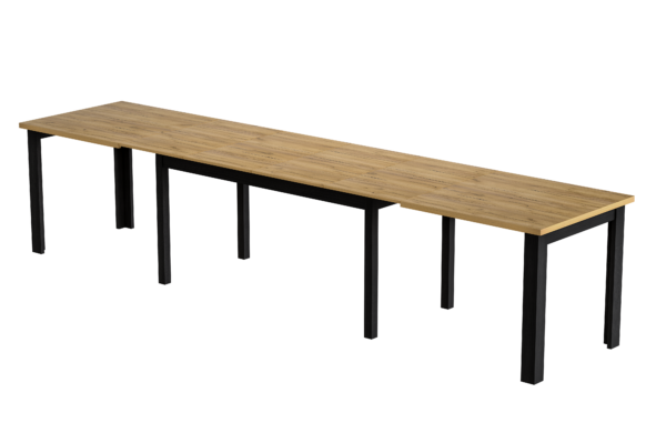 STÓŁ XL na 8 nogach 140x100 ROZKŁADANY do 380 cm DĄB ZŁOTY KRAFT + CZARNY