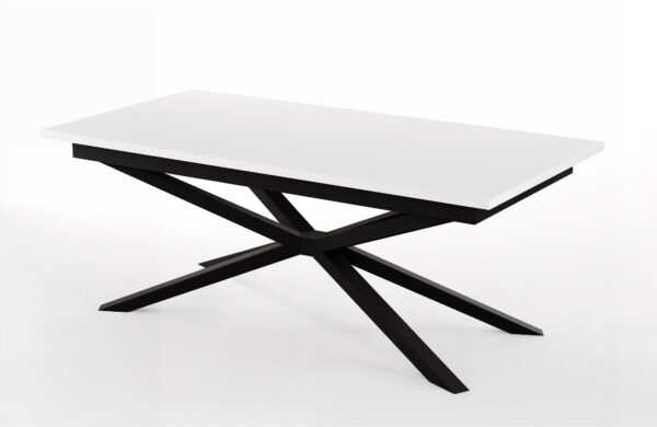 STÓŁ 120x70 ROZKŁADANY do 160 cm metalowe nogi typu pająk BIAŁY PÓŁMAT