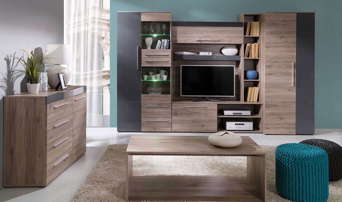 ZESTAW MEBLI MEBLOŚCIANKA 320 cm +stolik + komoda