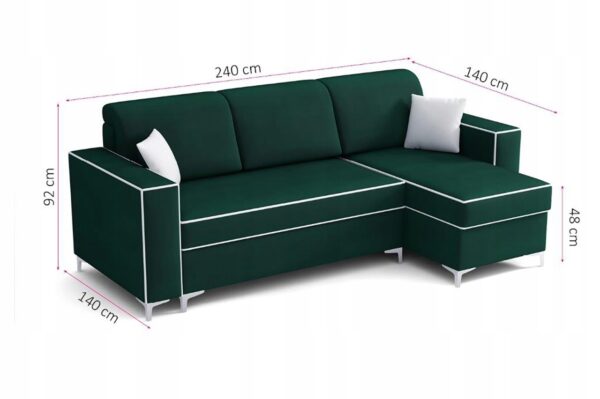 NAROŻNIK nowoczesny 240x140 butelkowa zieleń