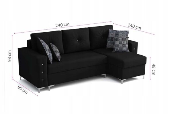 NAROŻNIK 240x140 spanie 2x pojemnik kryształki