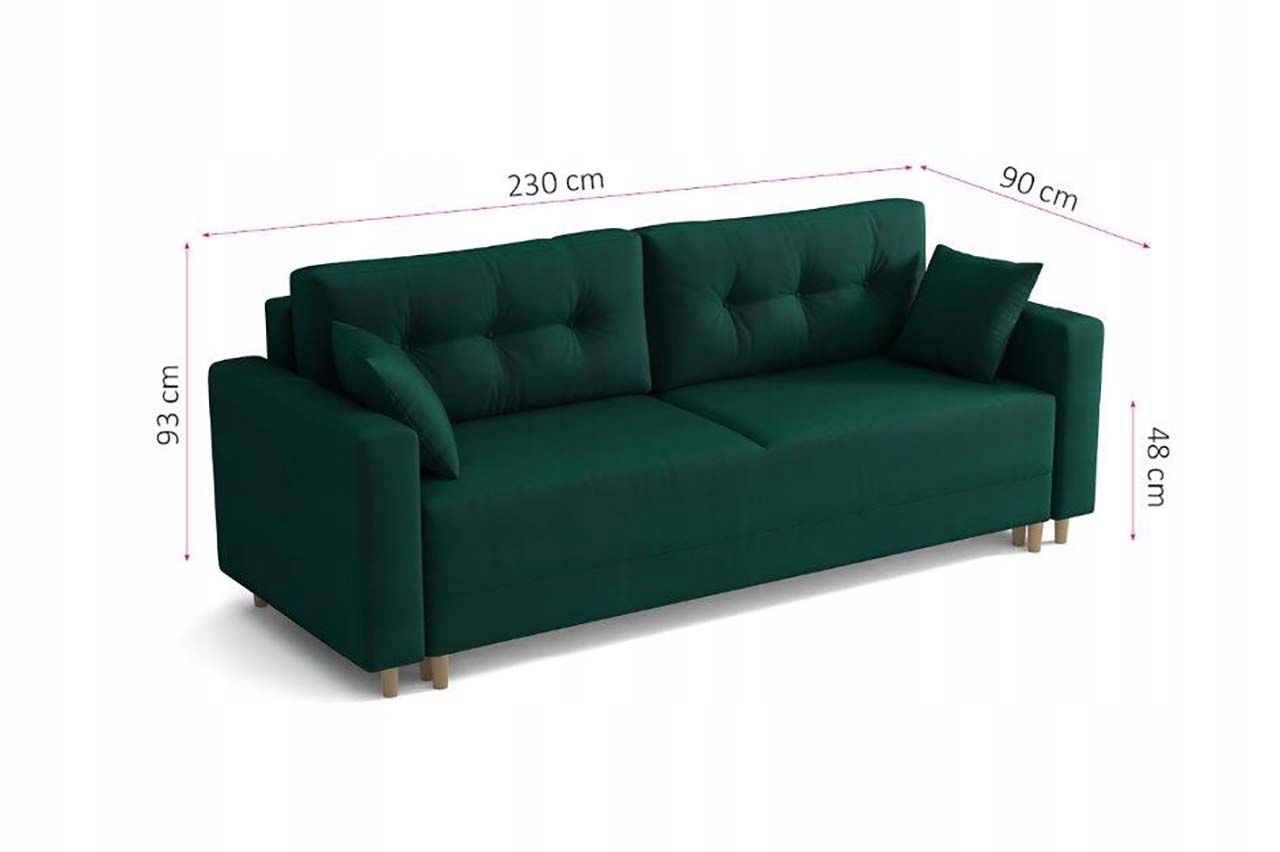 KANAPA 230 cm skandynawska butelkowa zieleń