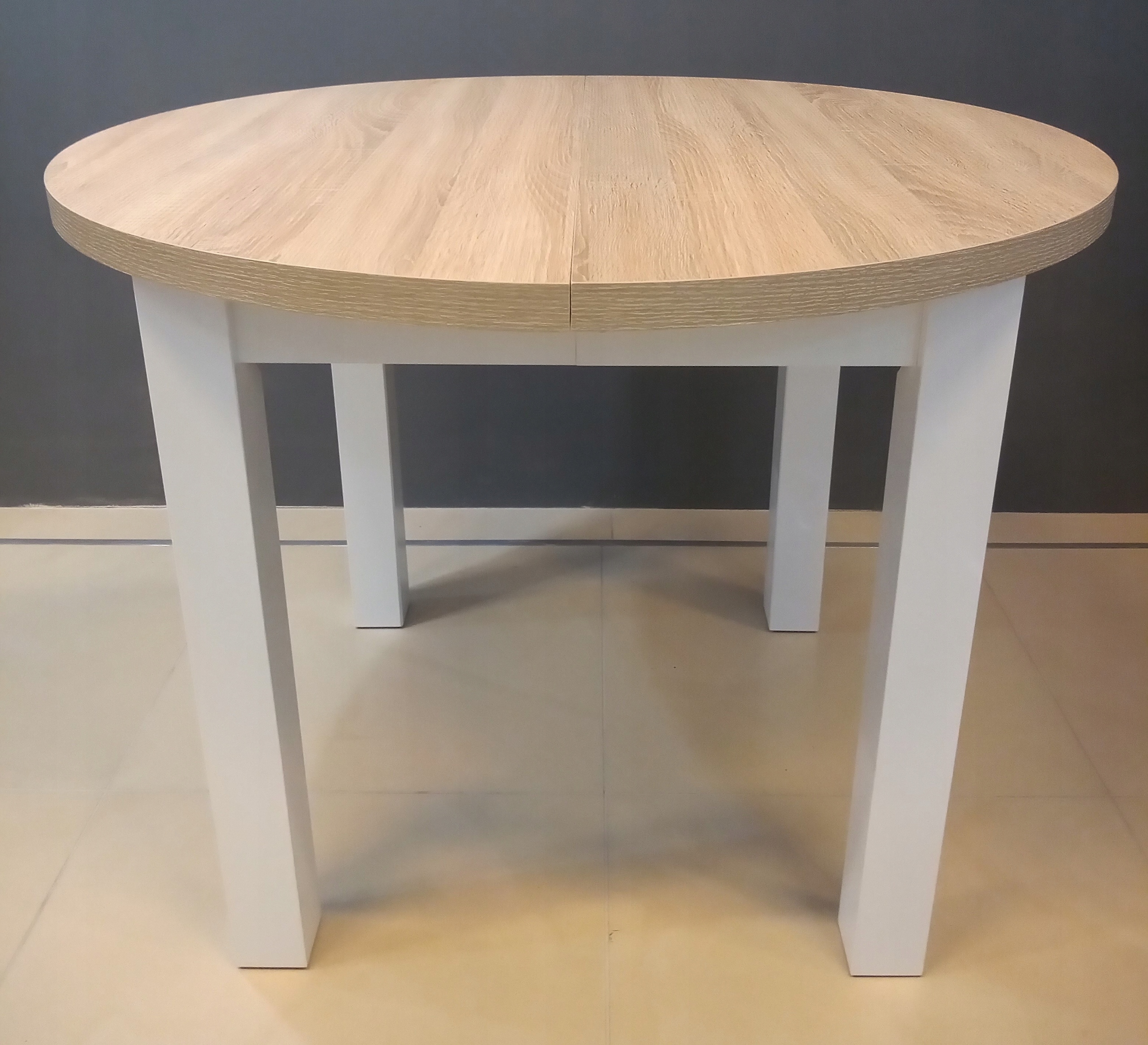 STÓŁ 100 cm ROZKŁADANY do 140 cm biały dąb sonoma
