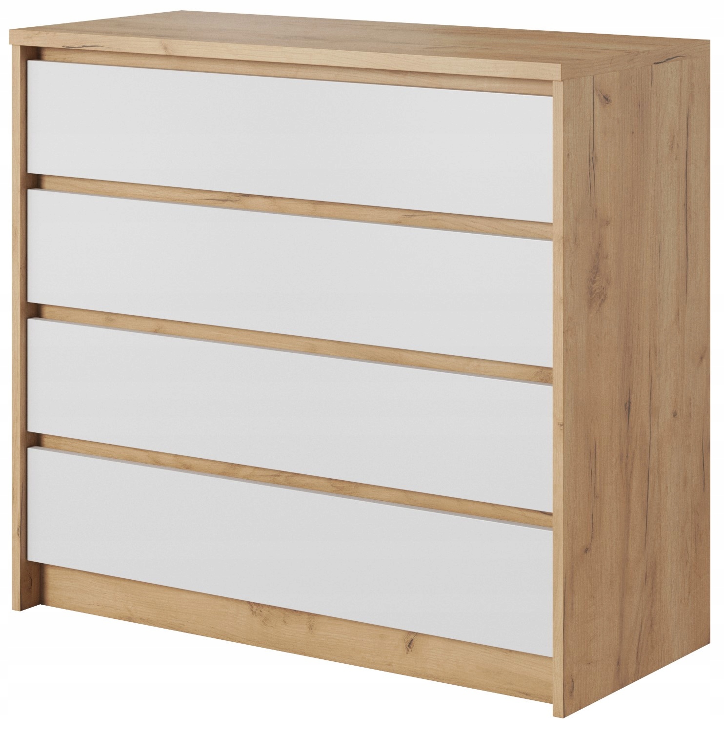 KOMODA 4SZ 93 cm szuflady dąb craft złoty biały