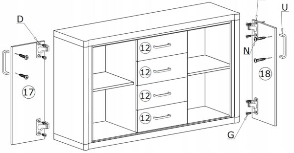 KOMODA szeroka z szufladami sonoma dąb DALLAS D-5