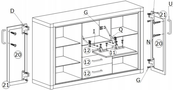 KOMODA WITRYNA z BARKIEM sonoma DALLAS D-7 + LED