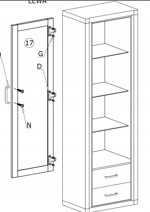 WITRYNA wąska DALLAS D-16 dąb sonoma + LED