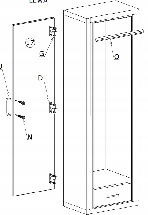 SZAFA półszafa szuflada dąb truflowy DALLAS D-19