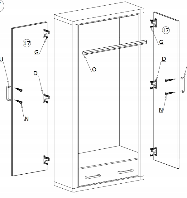 SZAFA dwudrziowa szuflada dąb truflowy DALLAS D-20
