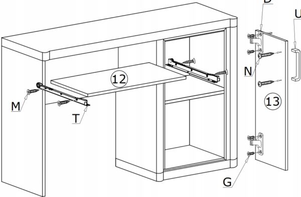 Biurko gabinet pokój półki sonoma DALLAS D-13
